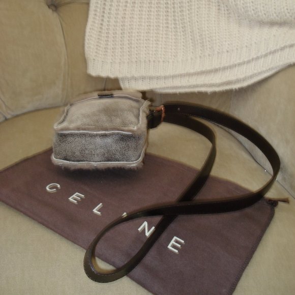 VTG Auth CELINE Iconic Triomphe CE00/22 Shearling Mini Crossbody Bag - Picture 6 of 9